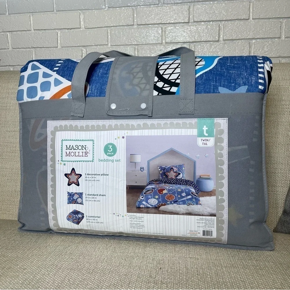 Mason & Mollie Sports 3 Piece Kids Boys Bedding Set Comforter Twin Twin XL NWT